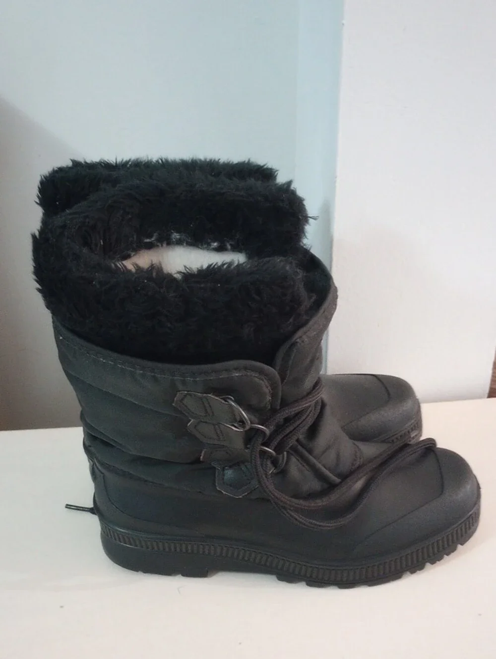 Sorel Kaufman Canada Vintage Black Winter Lace-Up Boots Size 7